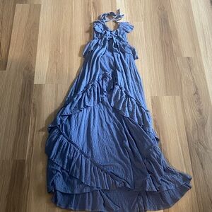 Free People Chic Ruffled Maxi Dress in Blue. Only worn once!